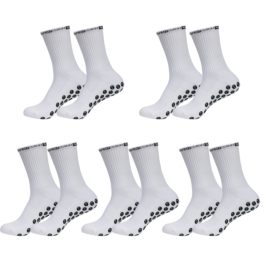 Badminton Grip - 5 Çift Kaymaz Futbol Çorabı, Erkek